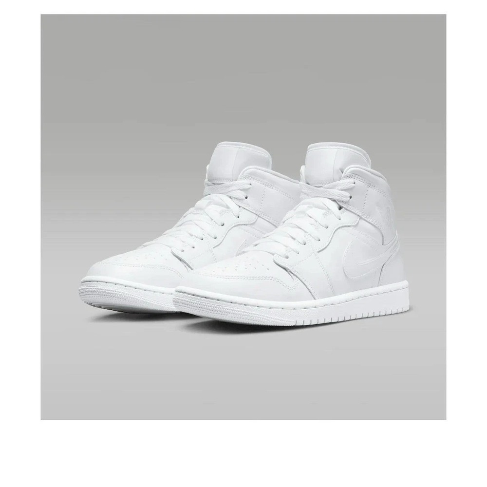 Air Jordan 1 Mid Triple White DV0991-111 Shoes Sneaker Women's Size 10.5 Mens 9